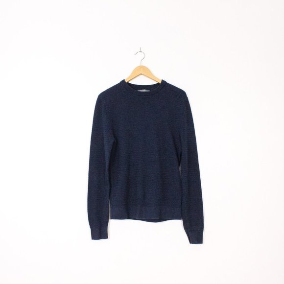 *Denver Hayes Navy Blue Cable Knit Crew Neck Sweater - Picture 3 of 6